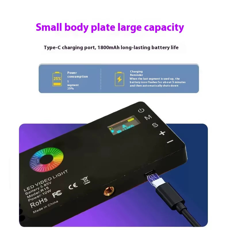 10W RGB Changeable Dimming USB 5V Makeup Tripod Stand Phone Holder Photographic Fill Light LED Live Streaming Lamp Portable