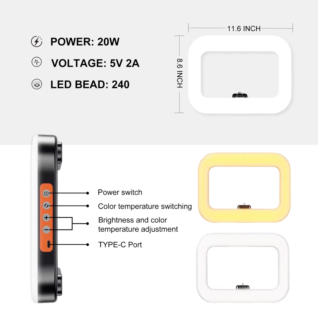 YM200 20W Selfie Portable Phone Rechargeable Ring Light Adjustable Fill Light with Bluetooth Tripod Light Stand for Live Stream