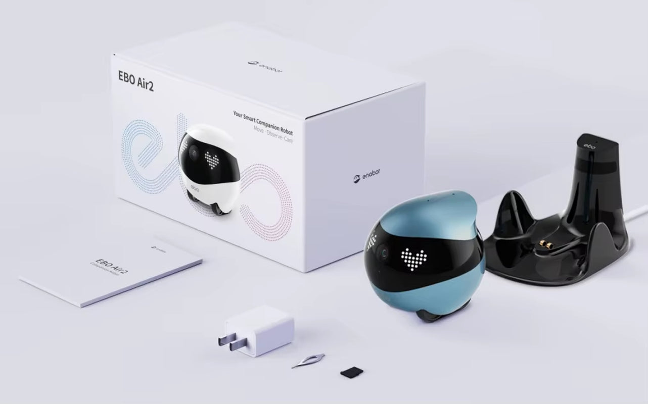 Indoor Security Camera Robot : 2K Pet Camera, Movable Home Robot, Custom Facial Expression, Auto-Recharge, Battery-Operated