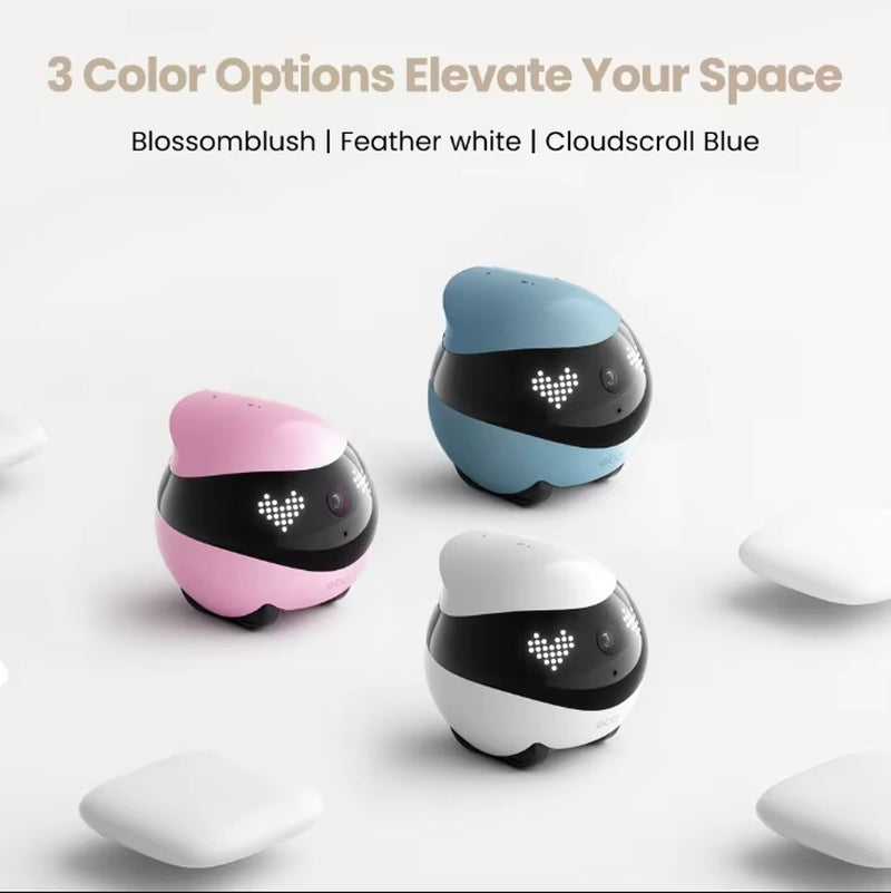 Indoor Security Camera Robot : 2K Pet Camera, Movable Home Robot, Custom Facial Expression, Auto-Recharge, Battery-Operated