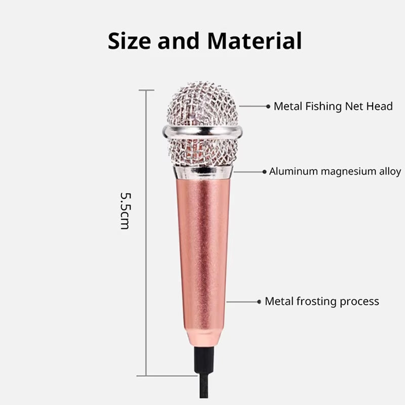 Portable 3.5Mm Stereo Studio Mic KTV Karaoke Mini Microphone for Smart Phone Laptop PC Desktop Handheld Audio Microphone