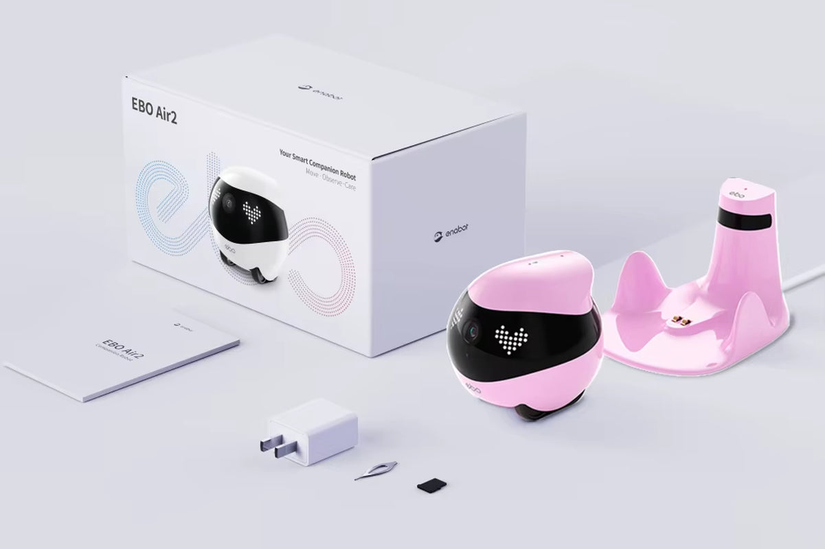 Indoor Security Camera Robot : 2K Pet Camera, Movable Home Robot, Custom Facial Expression, Auto-Recharge, Battery-Operated