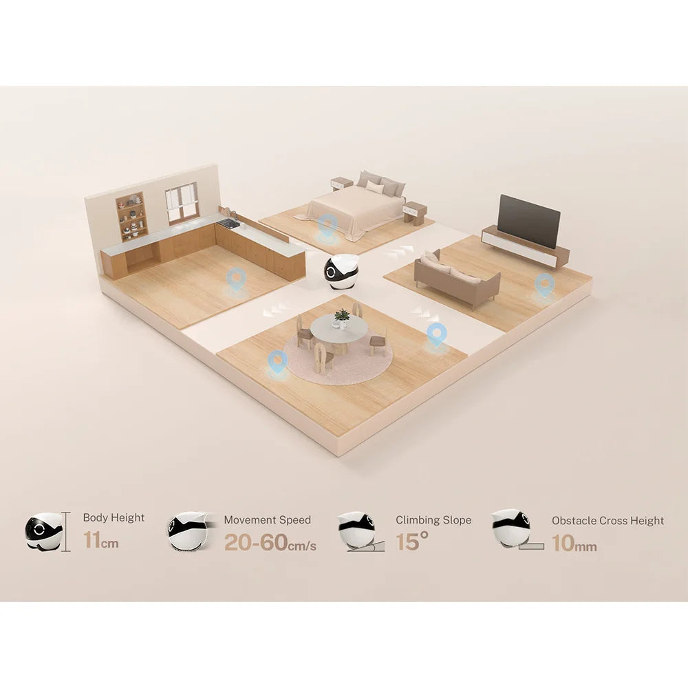 Enabot ROLA Mini Pet Companion Robot 2K Camera Intelligent Robot Remote Monitoring Robot Wireless for Dog Cat Baby