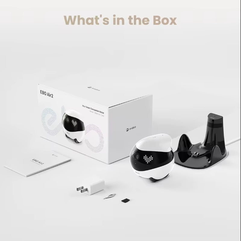 Indoor Security Camera Robot : 2K Pet Camera, Movable Home Robot, Custom Facial Expression, Auto-Recharge, Battery-Operated